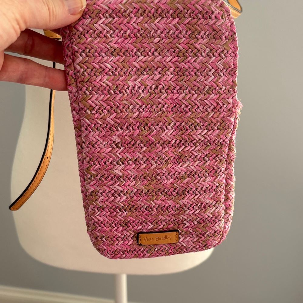 Vera Bradley Pink and Tan Woven Crossbody Bag